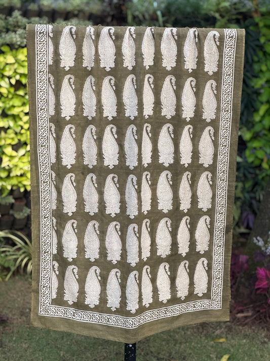 Block Printed Mulmul Cotton Dupatta