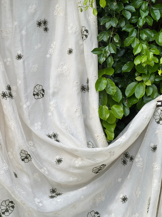 Embroidered 40 gm Banrasi Chanderi Fabric