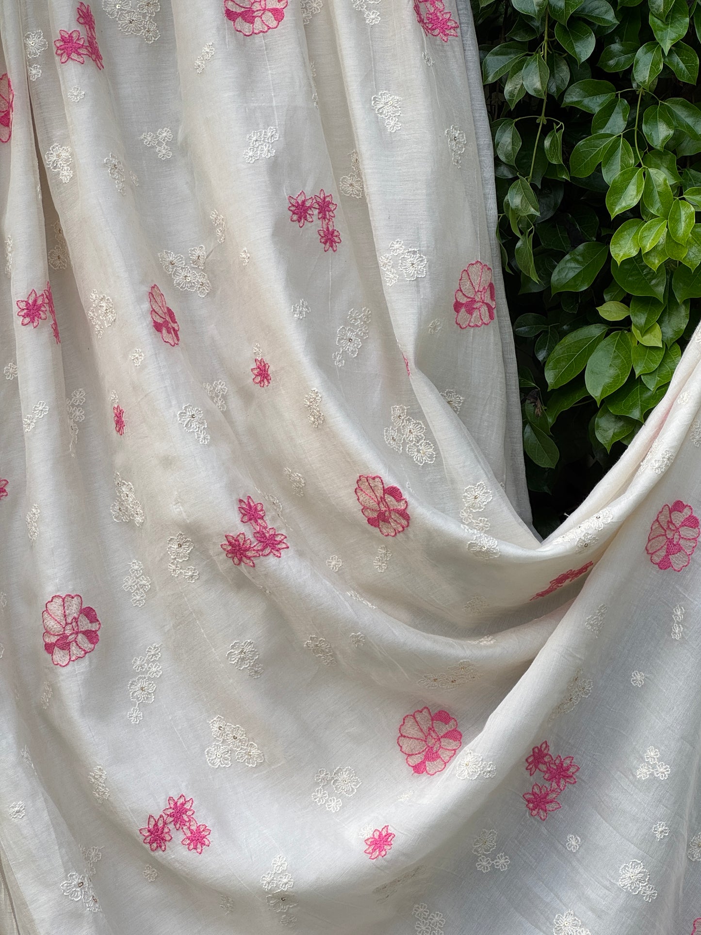 Embroidered 40 gm Banrasi Chanderi Fabric
