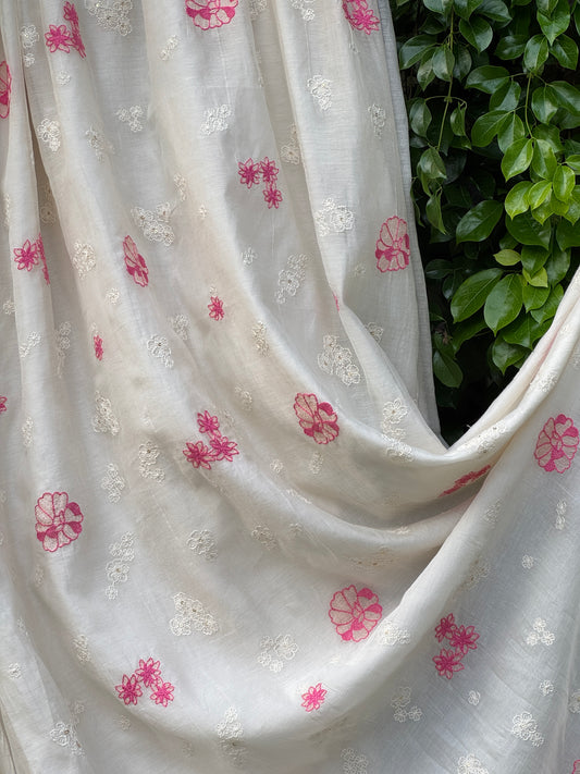 Embroidered 40 gm Banrasi Chanderi Fabric