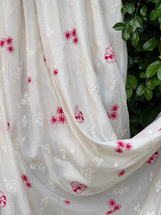 Embroidered 40 gm Banrasi Chanderi Fabric