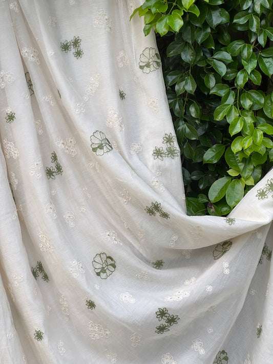 Embroidered 40 gm Banrasi Chanderi Fabric