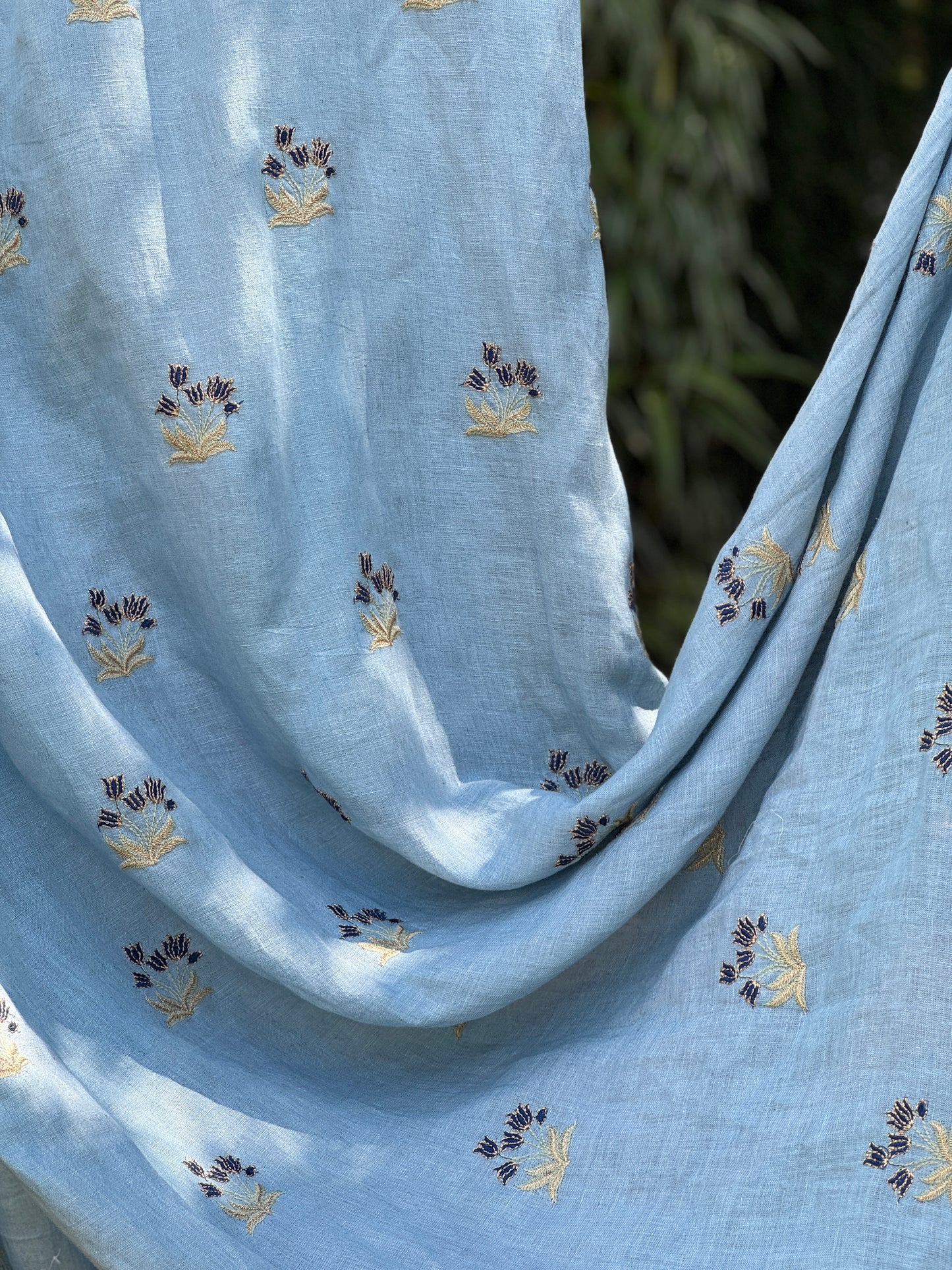 Embroidered  Linen Fabric