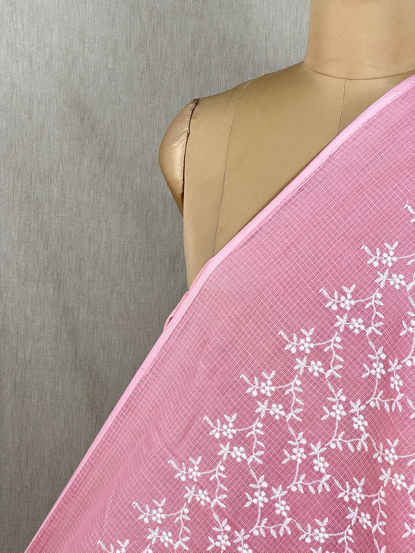 Embroidered Kota Fabric