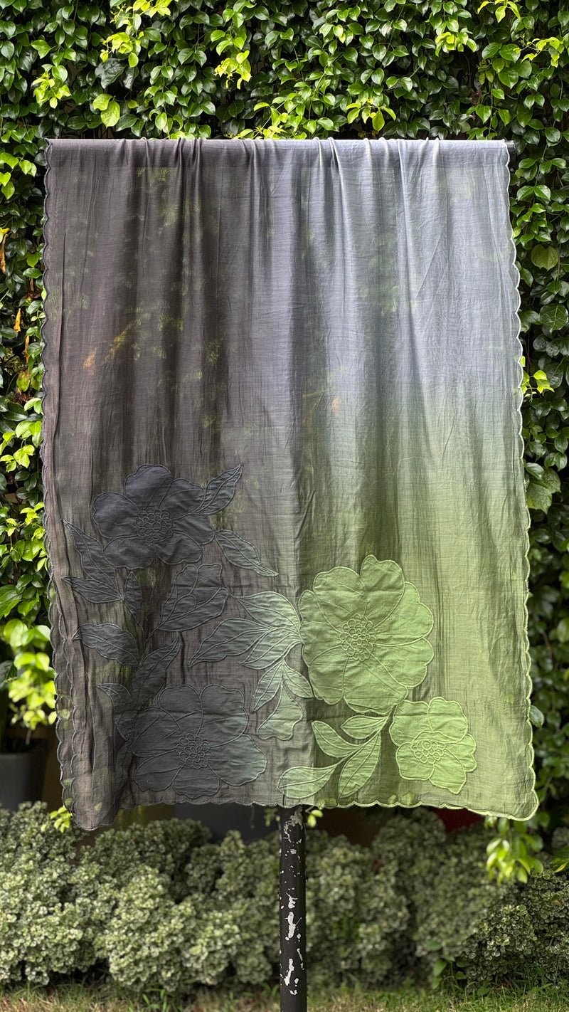 Applique Embroidered 4D Banarasi Silk Chanderi Dupatta