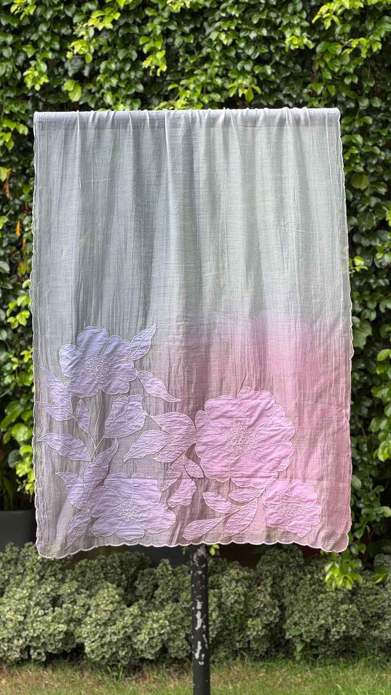 Applique Embroidered 4D Banarasi Silk Chanderi Dupatta