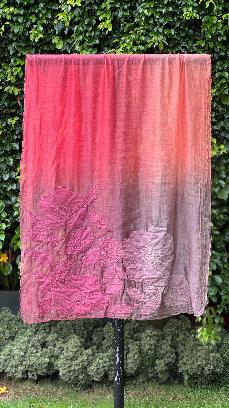 Applique Embroidered 4D Banarasi Silk Chanderi Dupatta
