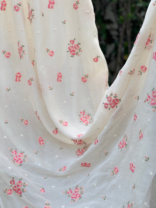 Embroidered 40 gm Banarasi Chanderi Fabric