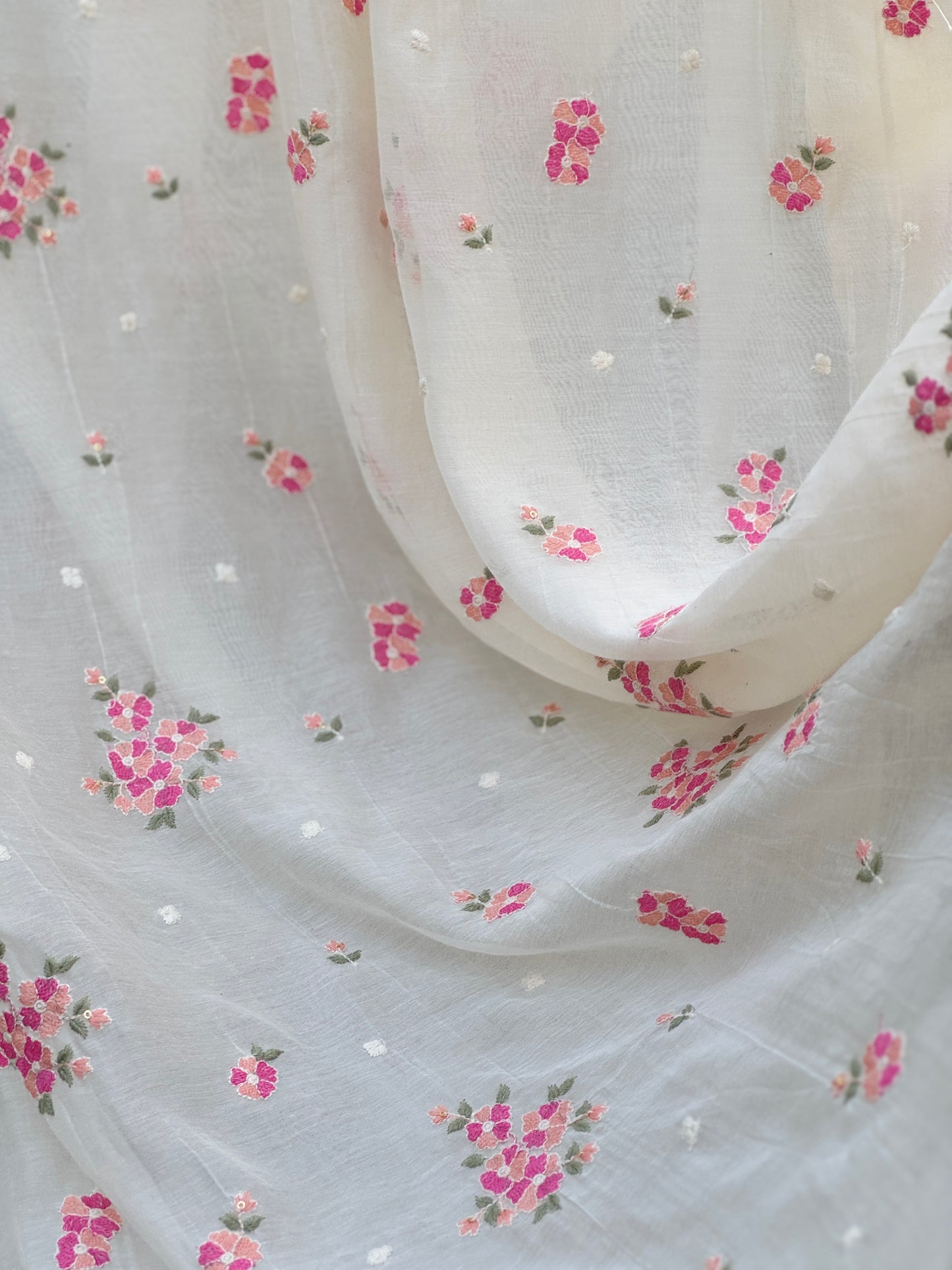 Embroidered 40 gm Banarasi Chanderi Fabric