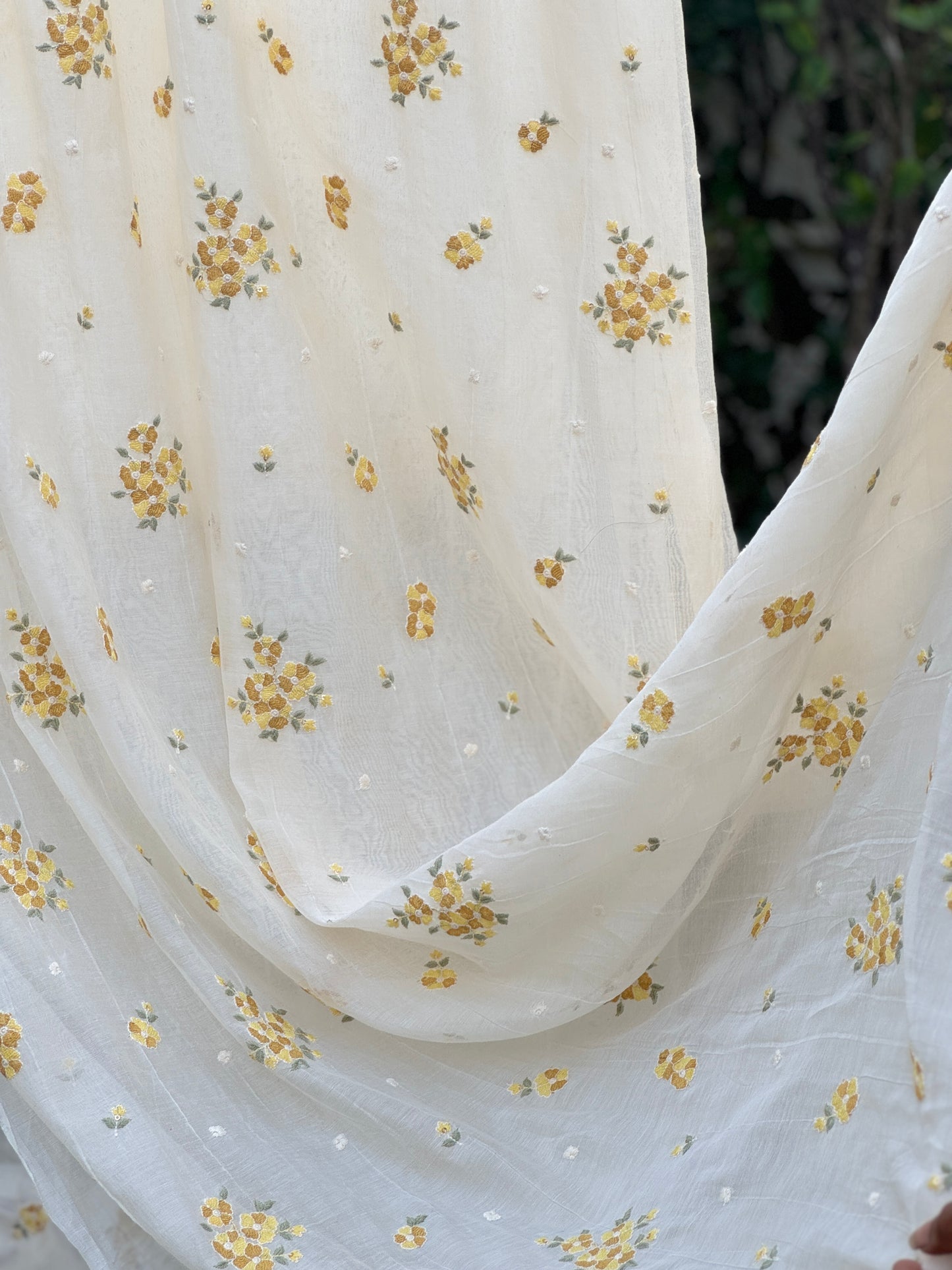 Embroidered 40 gm Banarasi Chanderi Fabric,