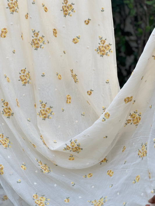 Embroidered 40 gm Banarasi Chanderi Fabric,