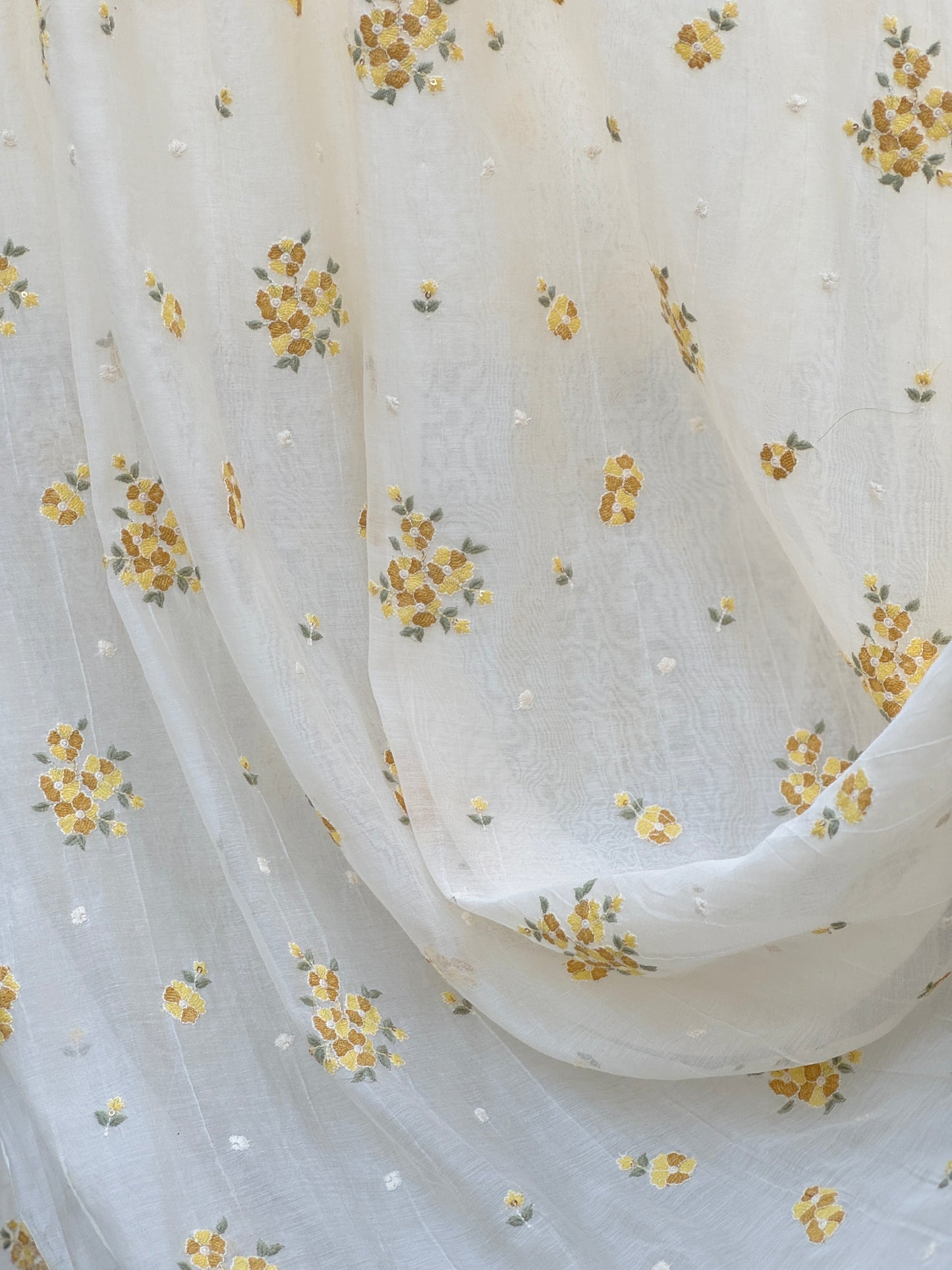 Embroidered 40 gm Banarasi Chanderi Fabric,