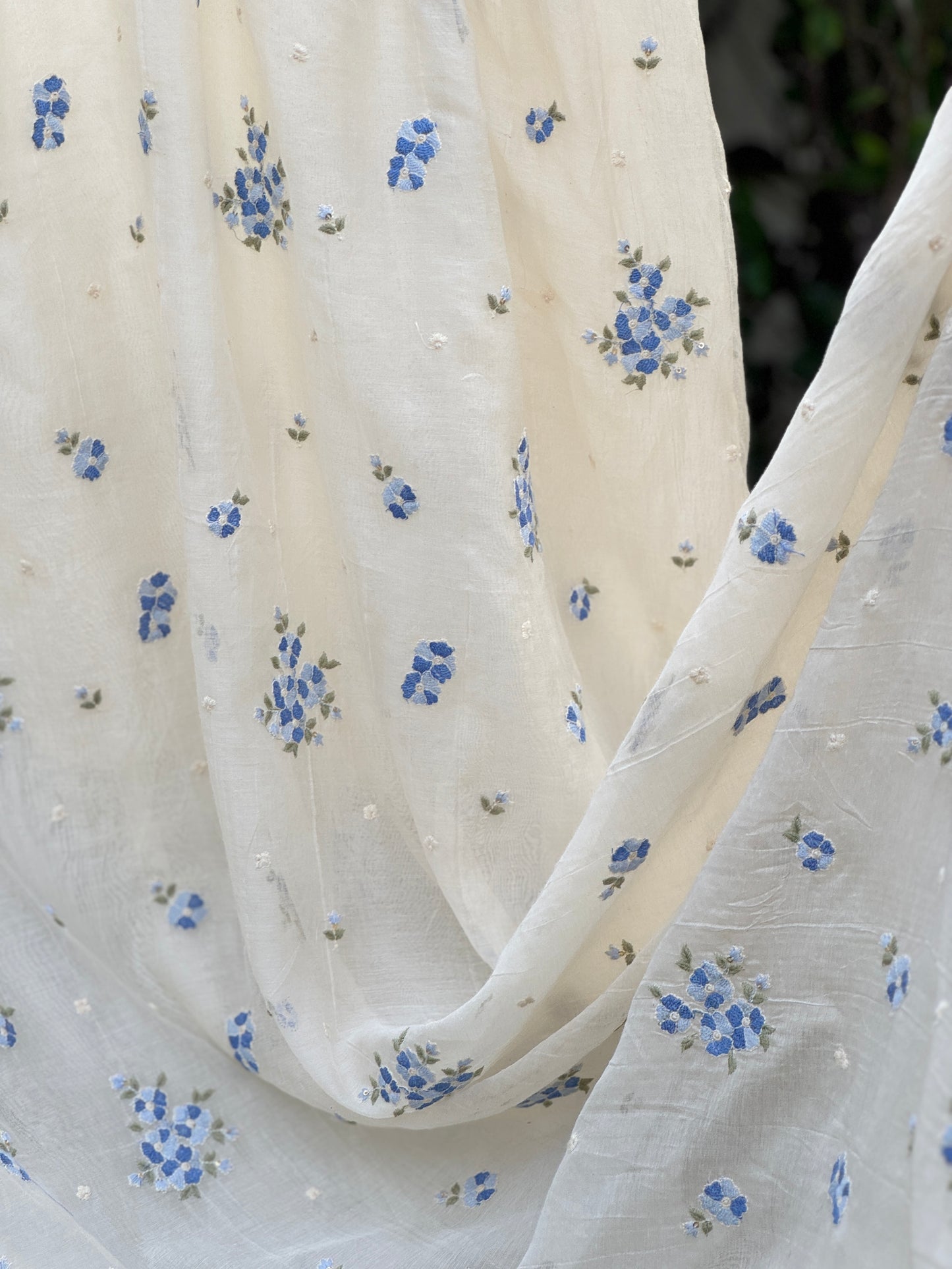 Embroidered 40 gm Banarasi Chanderi Fabric