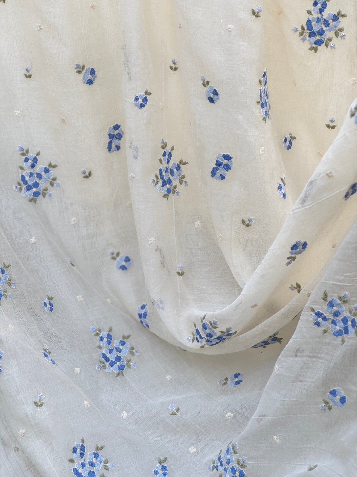 Embroidered 40 gm Banarasi Chanderi Fabric