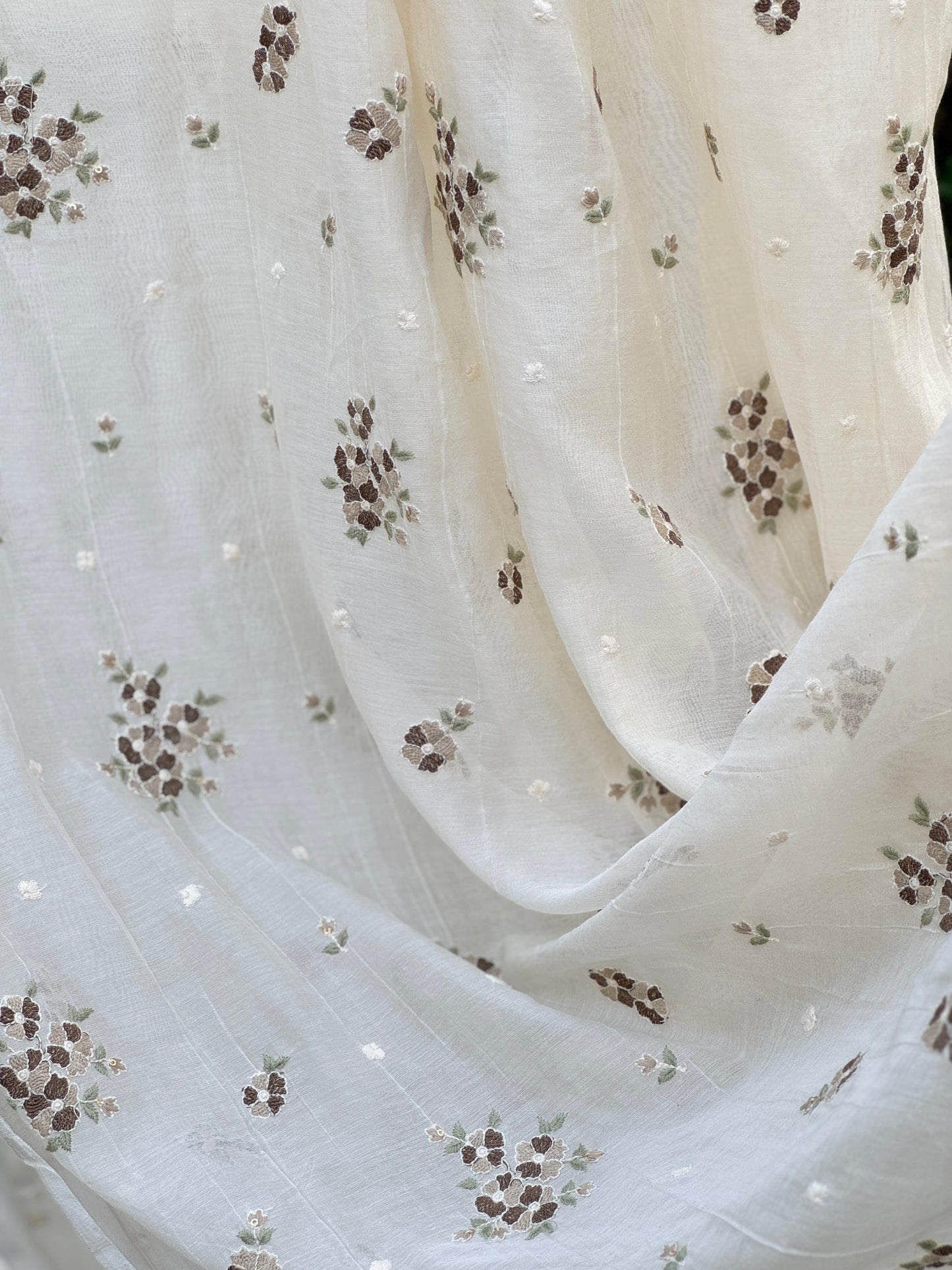 Embroidered 40 gm Banarasi Chanderi Fabric