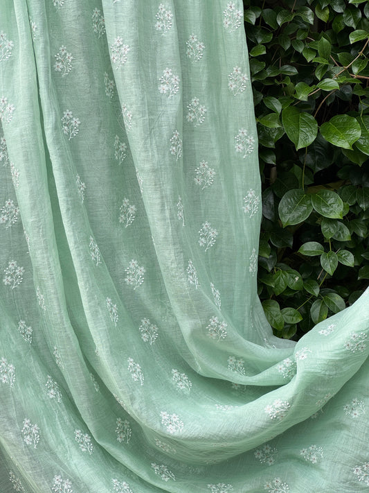 Embroidered 40 gm Banarasi Chanderi Fabric