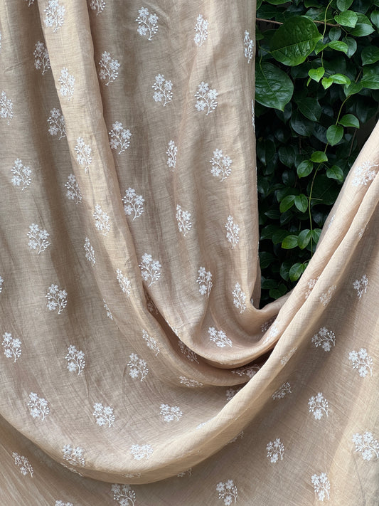 Embroidered 40 gm Banarasi Chanderi Fabric