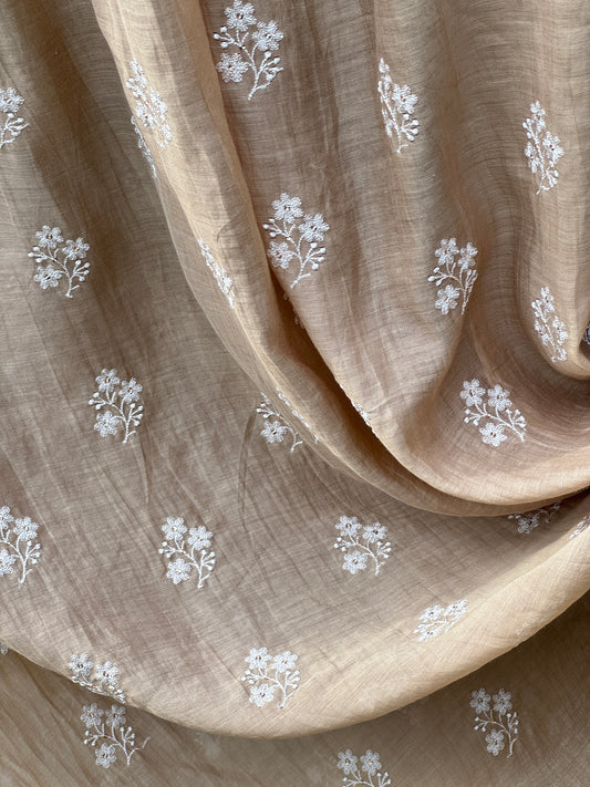 Embroidered 40 gm Banarasi Chanderi Fabric