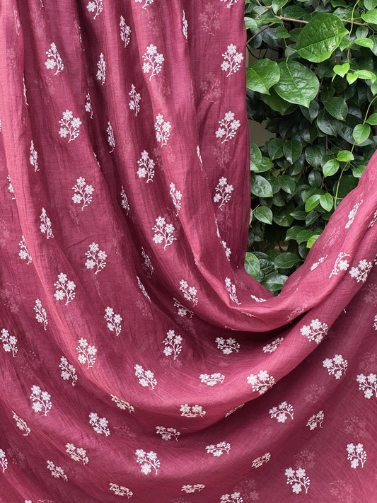 Embroidered 40 gm Banarasi Chanderi Fabric