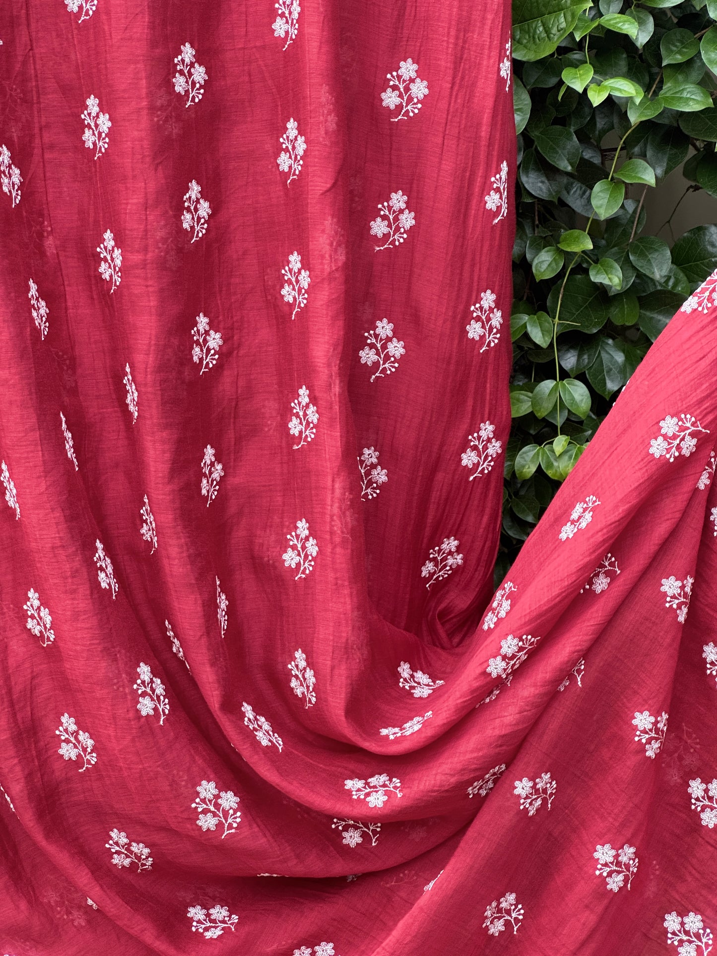 Embroidered 40 gm Banarasi Chanderi Fabric