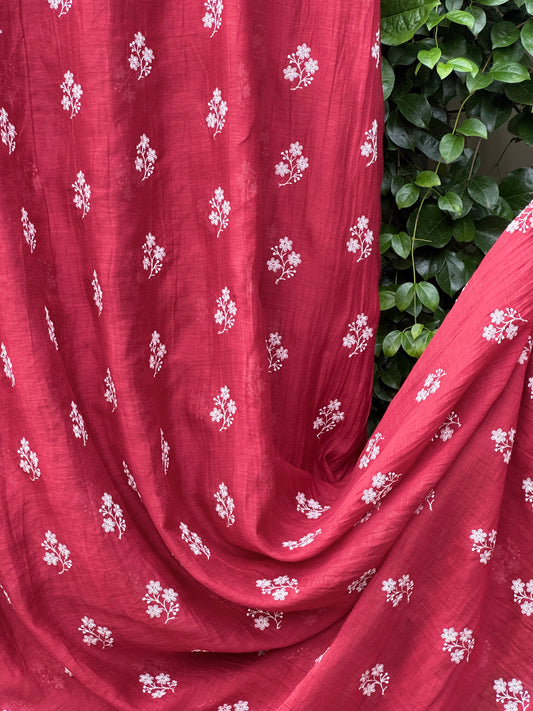 Embroidered 40 gm Banarasi Chanderi Fabric
