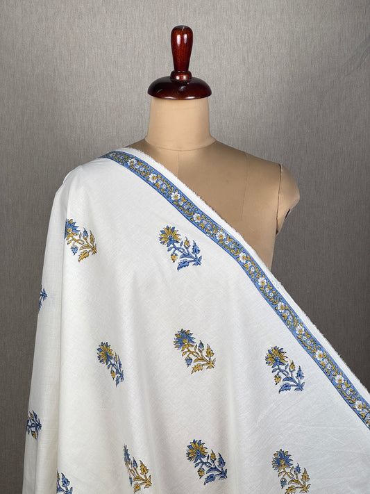 Block Printed 60 Count Cambric Cotton Fabric