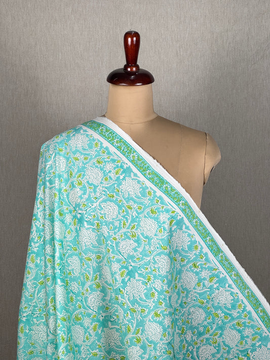 Block Printed 60 Count Cambric Cotton Fabric