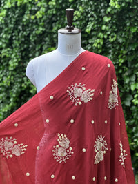 Pearl Embroidered Viscose Organza Fabric