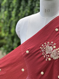 Pearl Embroidered Viscose Organza Fabric