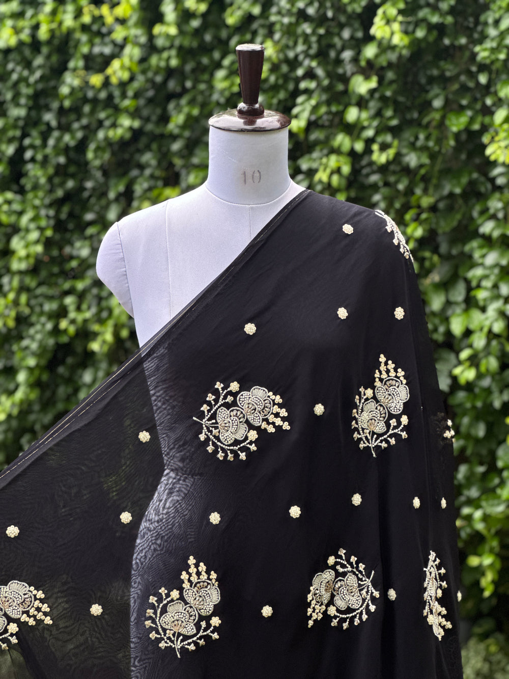 Pearl Embroidered Viscose Organza Fabric
