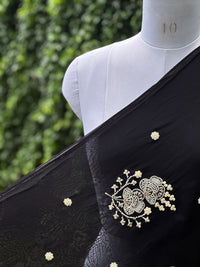 Pearl Embroidered Viscose Organza Fabric