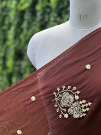 Pearl Embroidered Viscose Organza Fabric