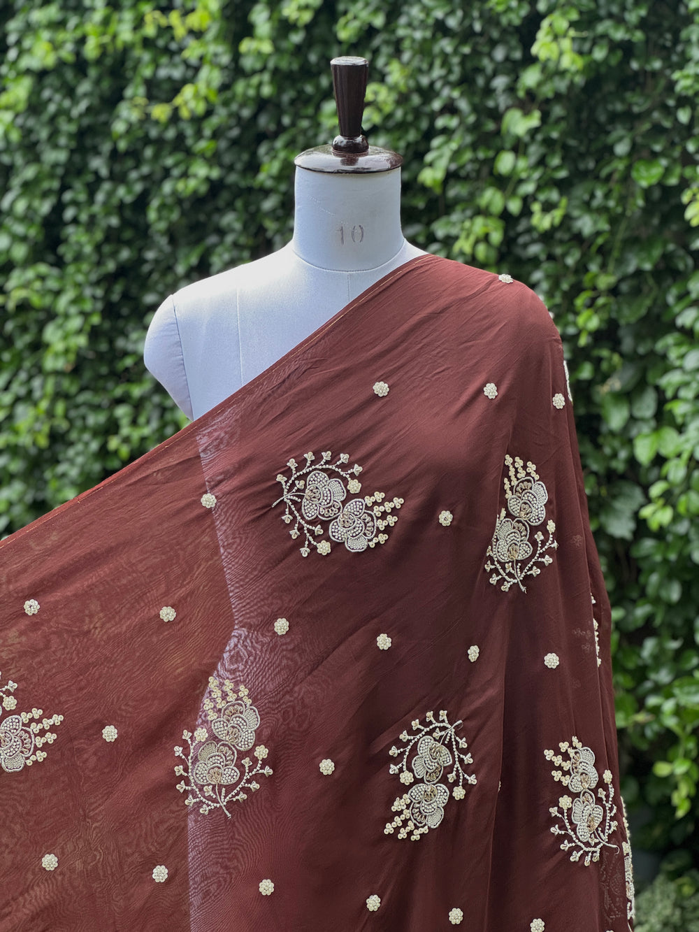 Pearl Embroidered Viscose Organza Fabric