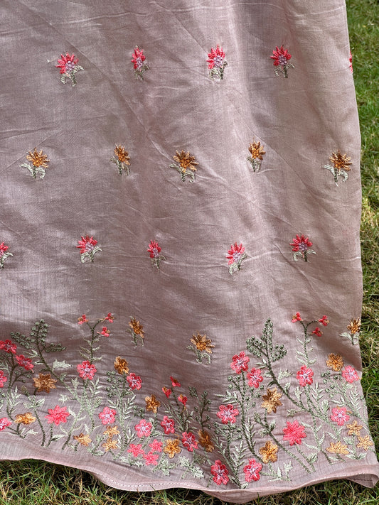 Border Embroidered 40gm Banarasi Chanderi Fabrics