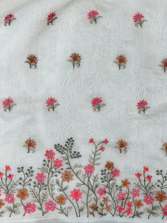 Border Embroidered 40gm Banarasi Chanderi Fabrics