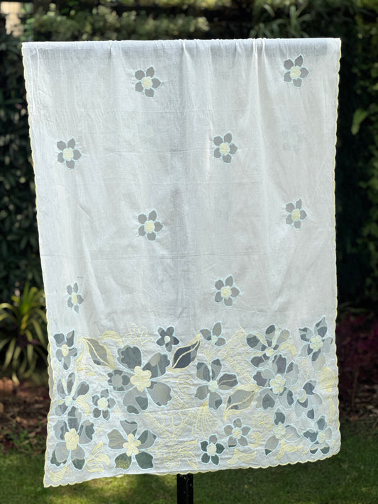 Applique Embroidered Kora Cotton Dupatta