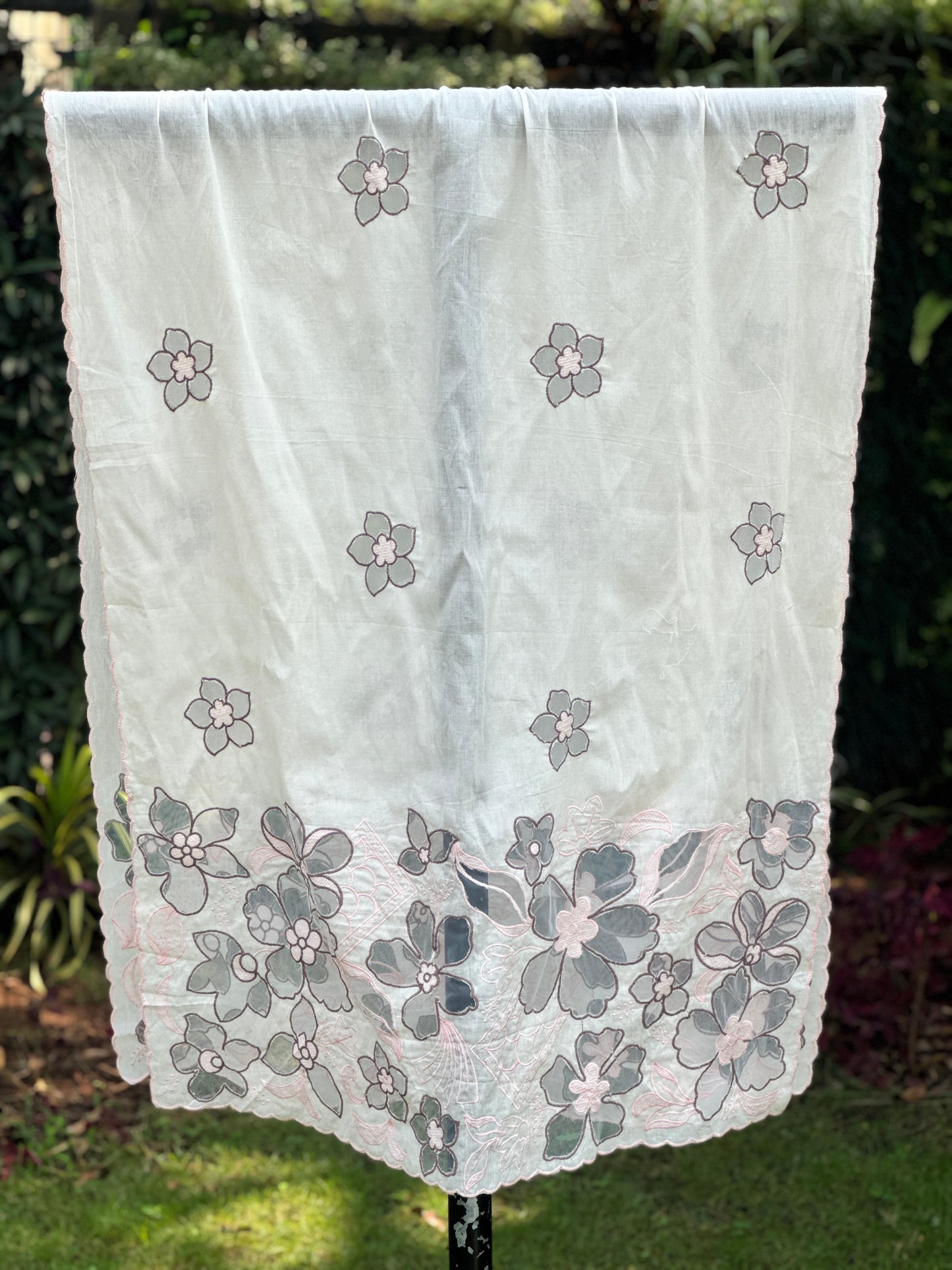 Applique Embroidered Kora Cotton Dupatta