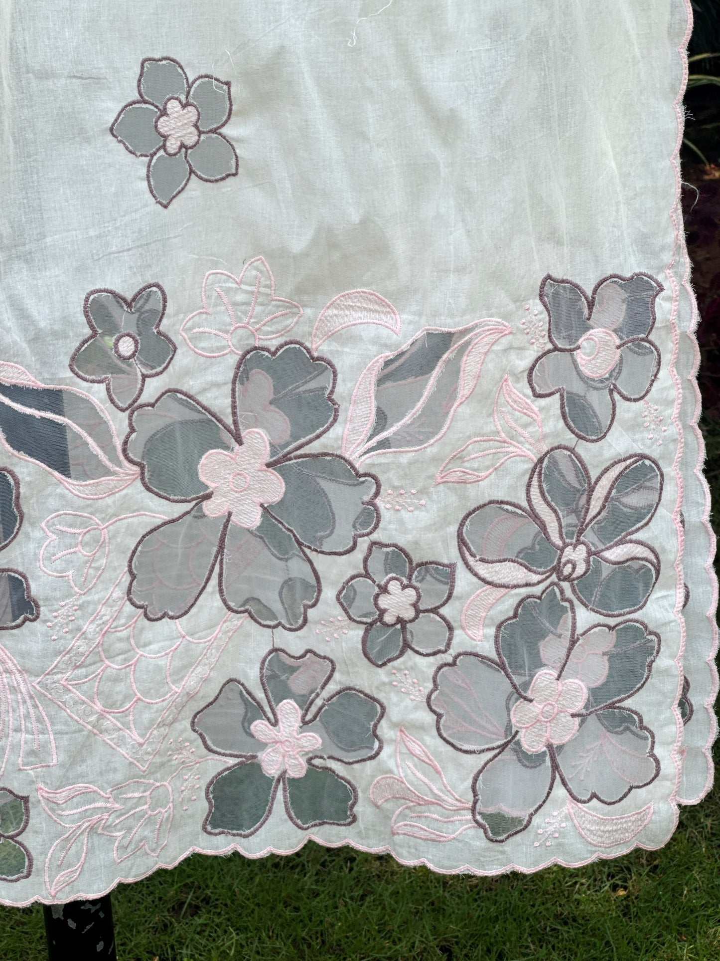 Applique Embroidered Kora Cotton Dupatta