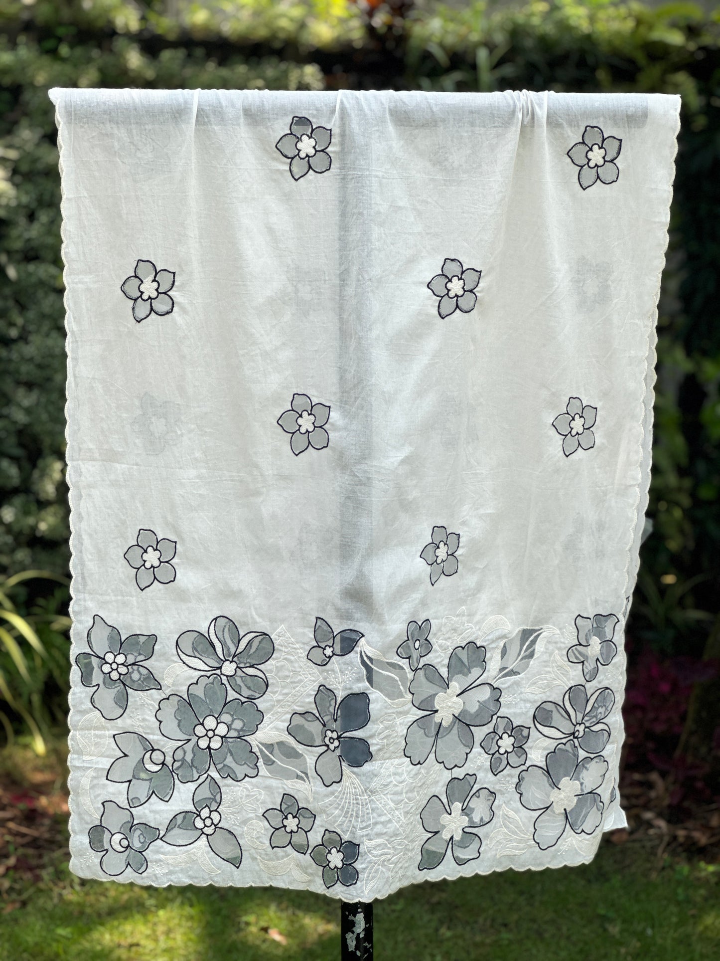 Applique Embroidered Kora Cotton Dupatta