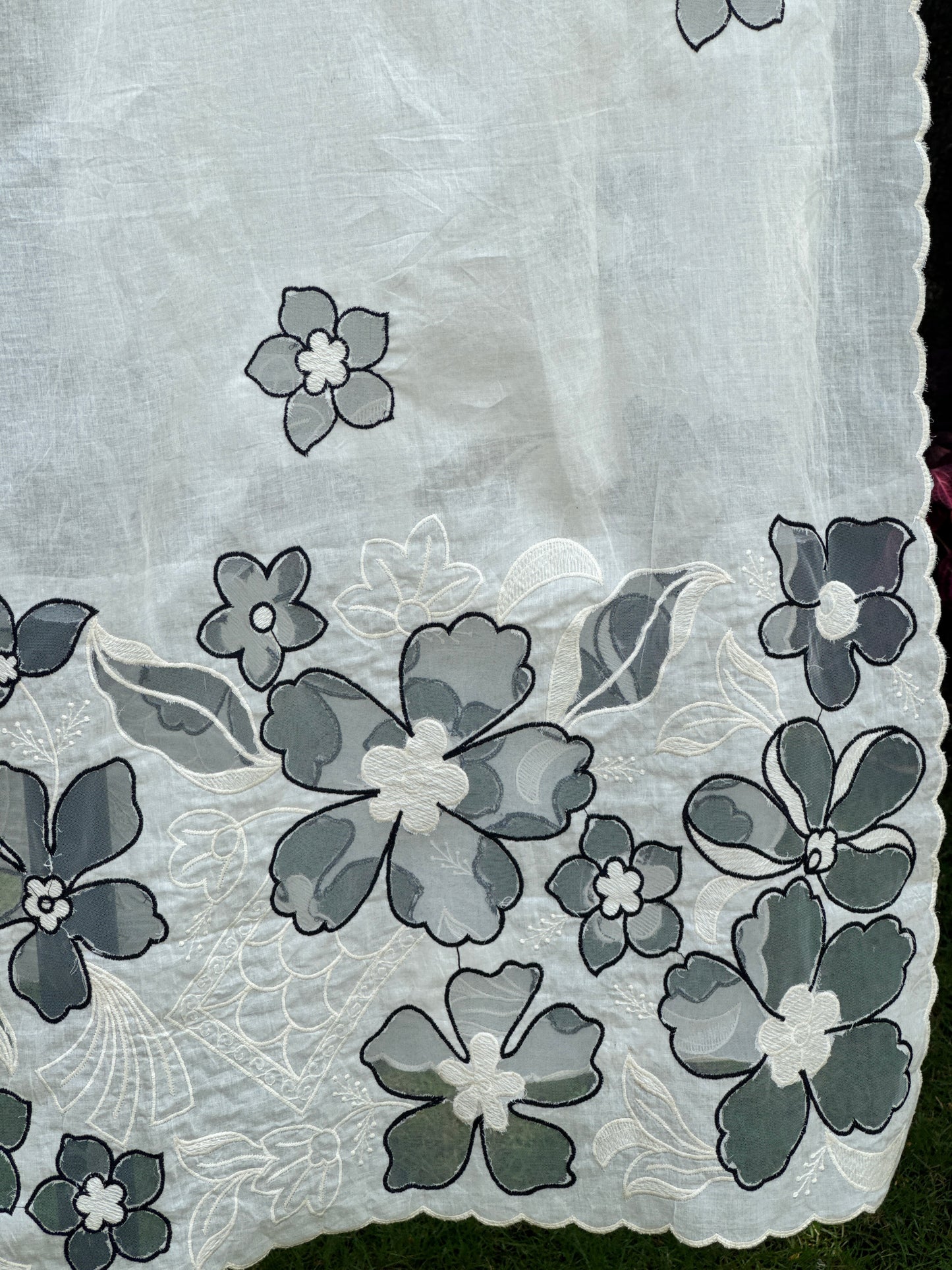 Applique Embroidered Kora Cotton Dupatta