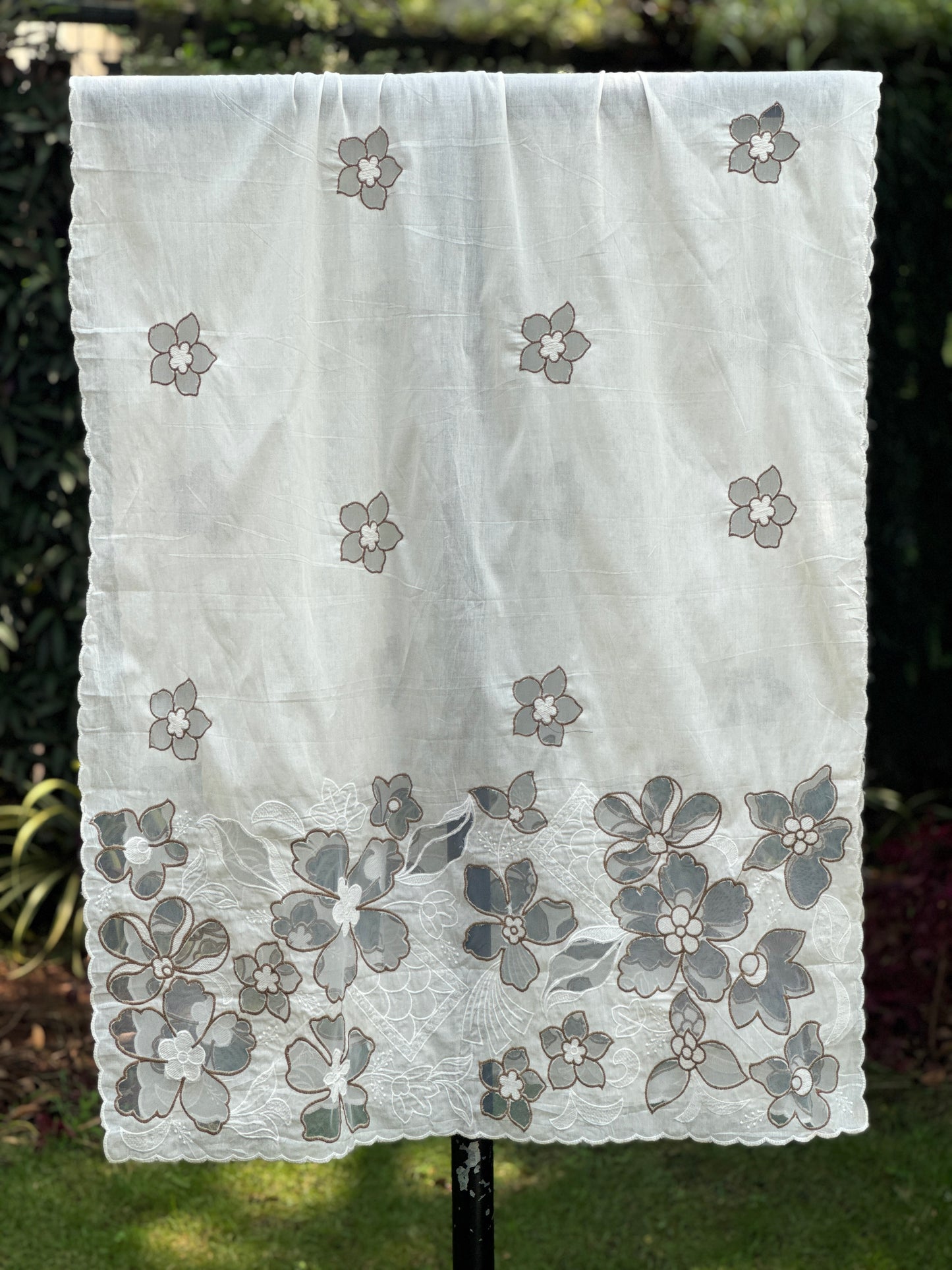 Applique Embroidered Kora Cotton Dupatta