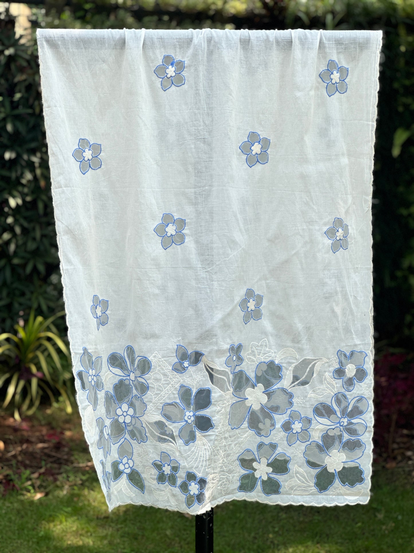 Applique Embroidered Kora Cotton Dupatta