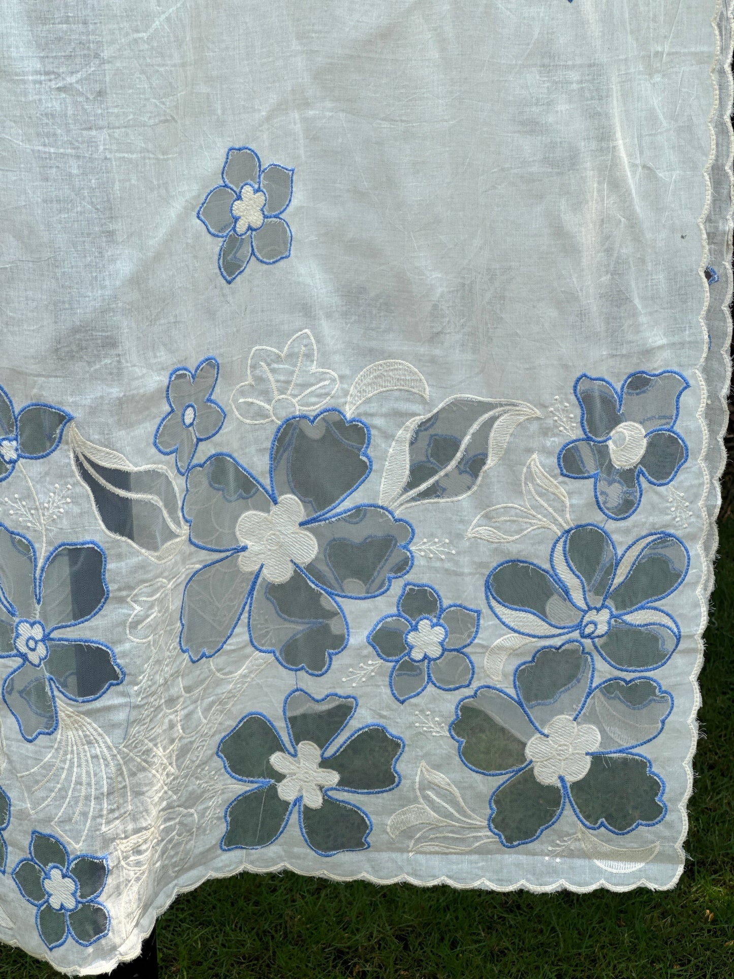 Applique Embroidered Kora Cotton Dupatta