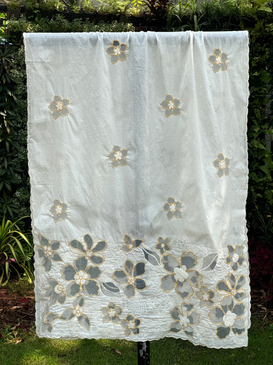 Applique Embroidered Kora Cotton Dupatta