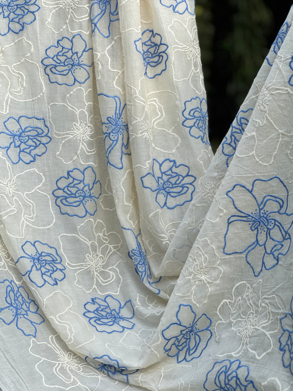 Embroidered 40 gm Banarasi Chanderi Fabric