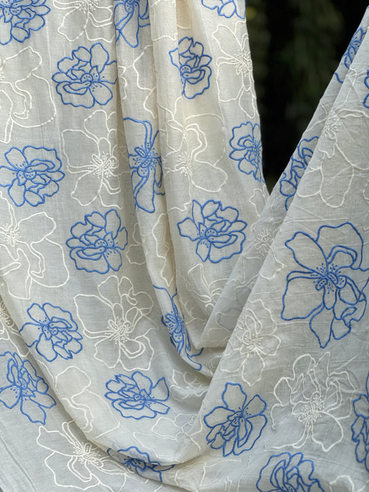 Embroidered 40 gm Banarasi Chanderi Fabric