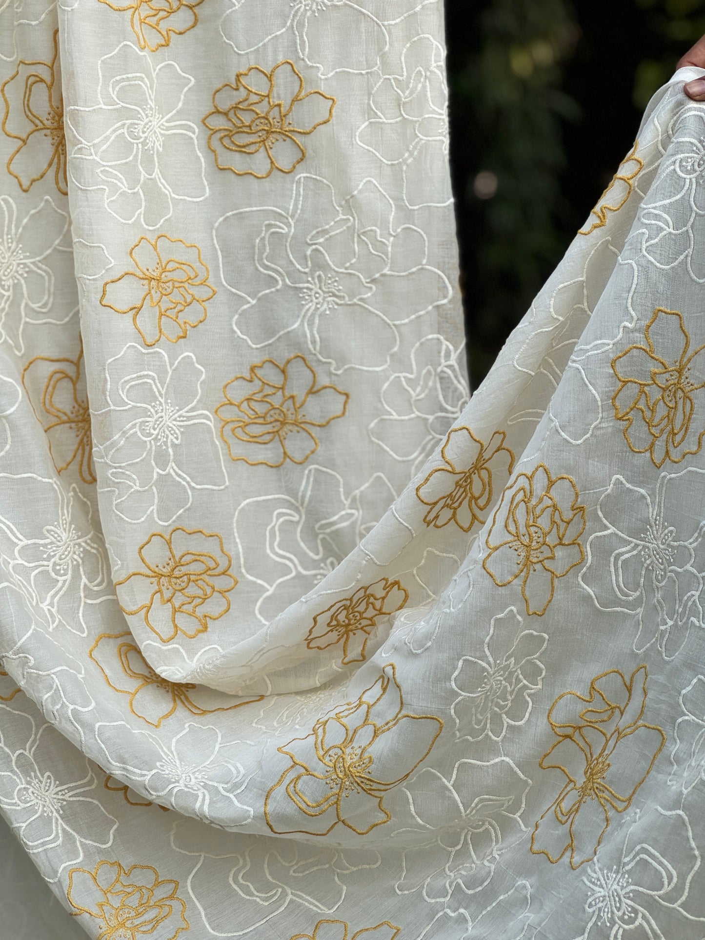 Embroidered 40 gm Banarasi Chanderi Fabric