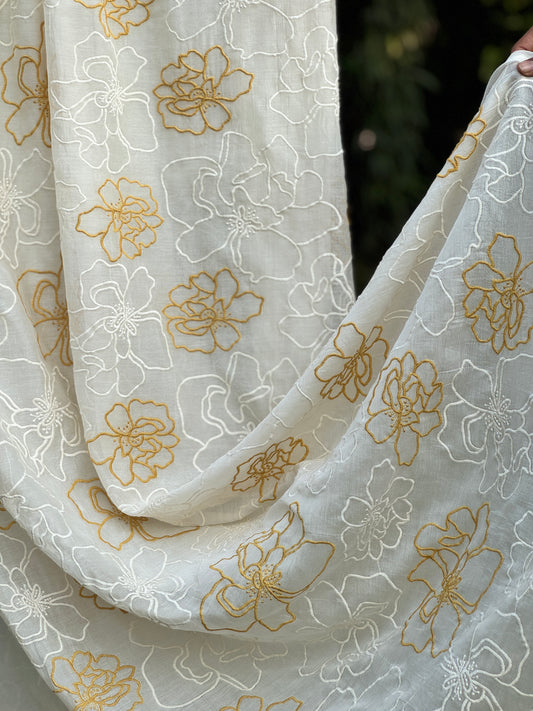 Embroidered 40 gm Banarasi Chanderi Fabric