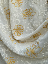 Embroidered 40 gm Banarasi Chanderi Fabric