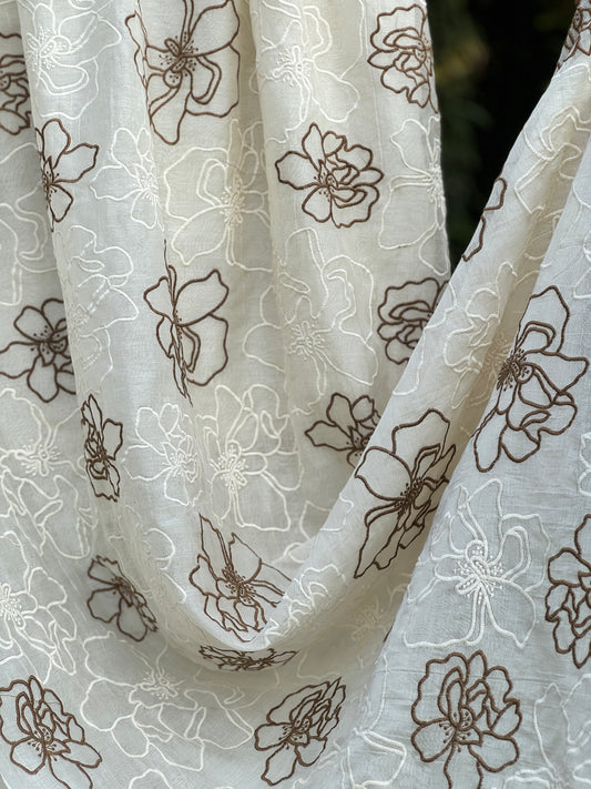 Embroidered 40 gm Banarasi Chanderi Fabric